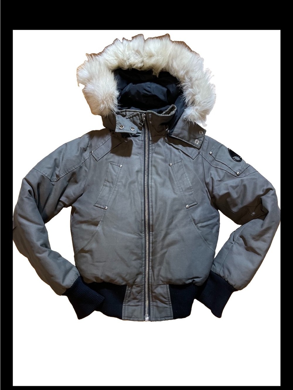 Moose knuckles Kids Hooded Winter down Jacket with Faux Fur Trim Size XS